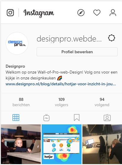 Instagram pagina Profecta Solutions