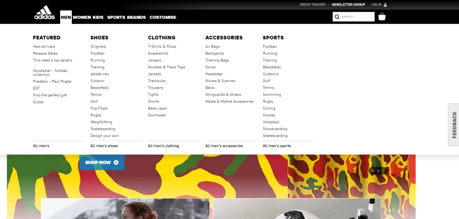 Navigatiebalk van Adidas Navigatiebalk van Adidas