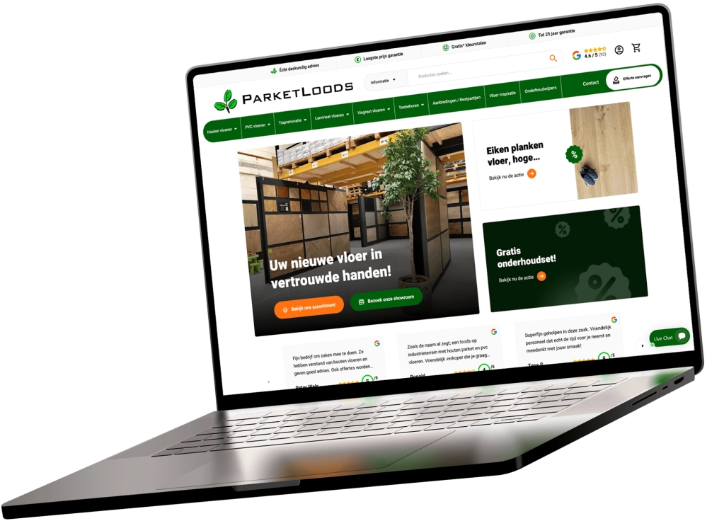 Parketloods website laptop Parketloods website laptop