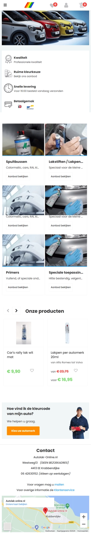 Autolak Online mobiele website Autolak Online mobiele website