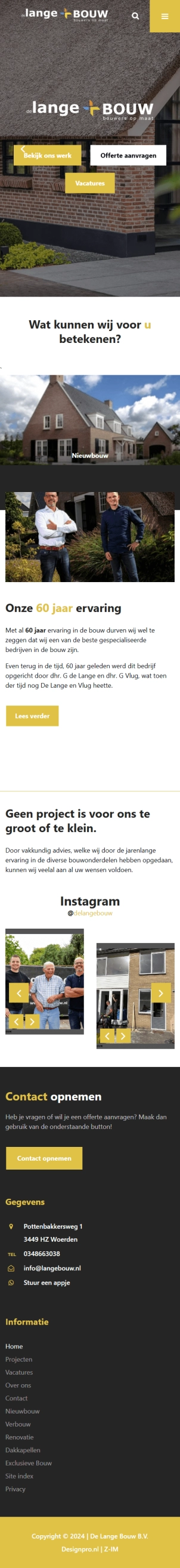 De Lange Bouw mobiele website De Lange Bouw mobiele website