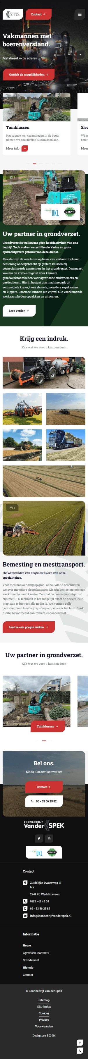 Website Loonbedrijf van der Spek mobiele versie Website Loonbedrijf van der Spek mobiele versie