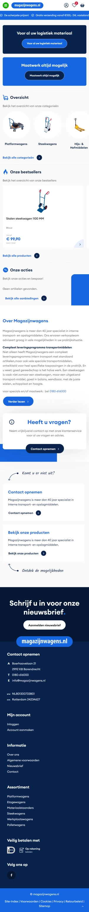 Magazijnwagens mobiele website