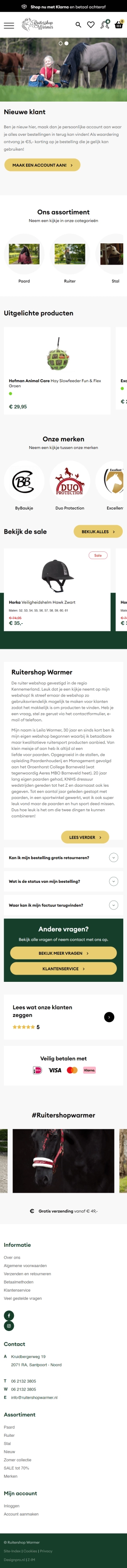 Ruitershop Warmer mobiele website Ruitershop Warmer mobiele website