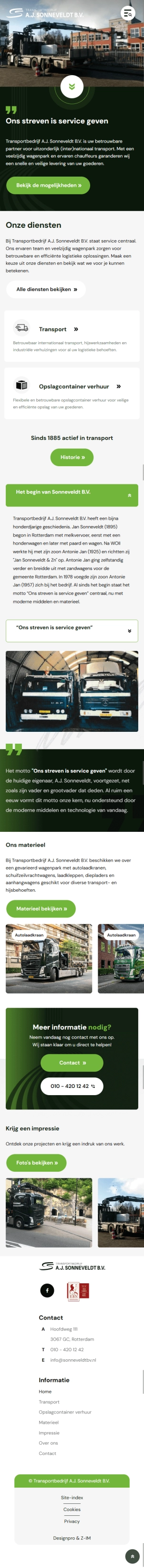 Website Sonneveldt Transport Mobiele versie Website Sonneveldt Transport Mobiele versie