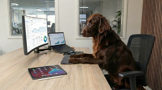 Bink-aan-het-werk-achter-laptop Bink-aan-het-werk-achter-laptop